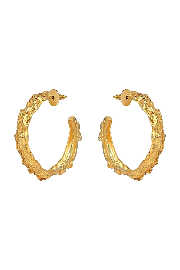 Gold Plated Baby Fiero Hoop Earrings by Flowerchild By Shaheen Abbas at Pernia's Pop Up Shop