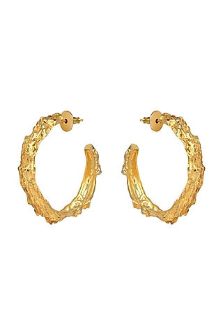 Gold Plated Baby Fiero Hoop Earrings by Flowerchild By Shaheen Abbas