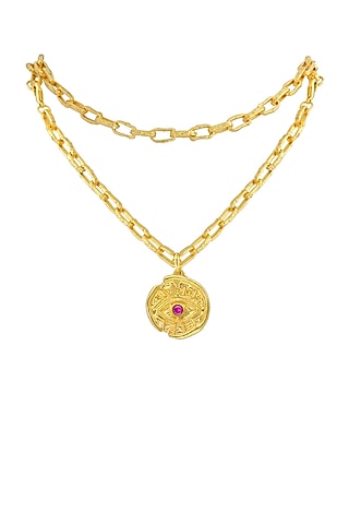 Gold Finish Handmade Evil-Eye Necklace by Flowerchild By Shaheen Abbas