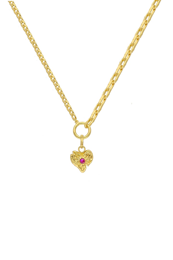 Gold Finish Heart Necklace by Flowerchild By Shaheen Abbas