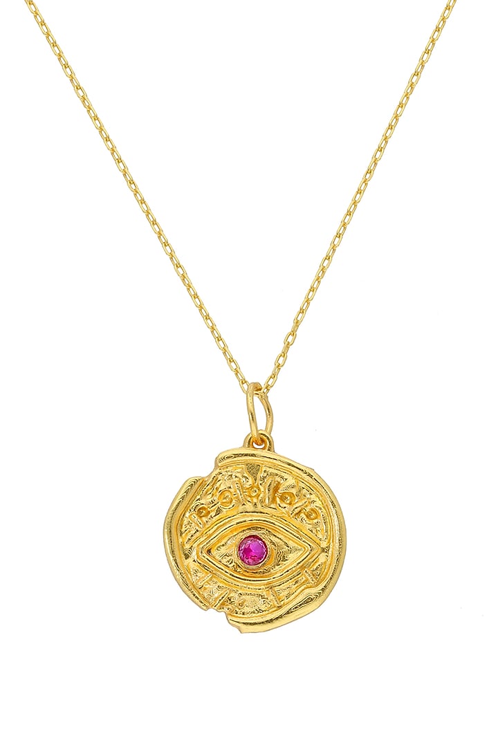 Gold Finish Evil-Eye Necklace by Flowerchild By Shaheen Abbas