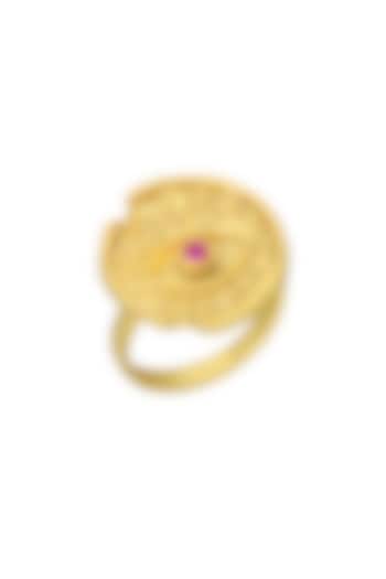 Gold Finish Evil-Eye Ring by Flowerchild By Shaheen Abbas