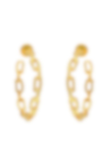 Gold Finish Textured Hoop Earrings by Flowerchild By Shaheen Abbas