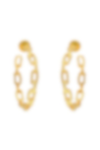 Gold Finish Textured Hoop Earrings by Flowerchild By Shaheen Abbas at Pernia's Pop Up Shop