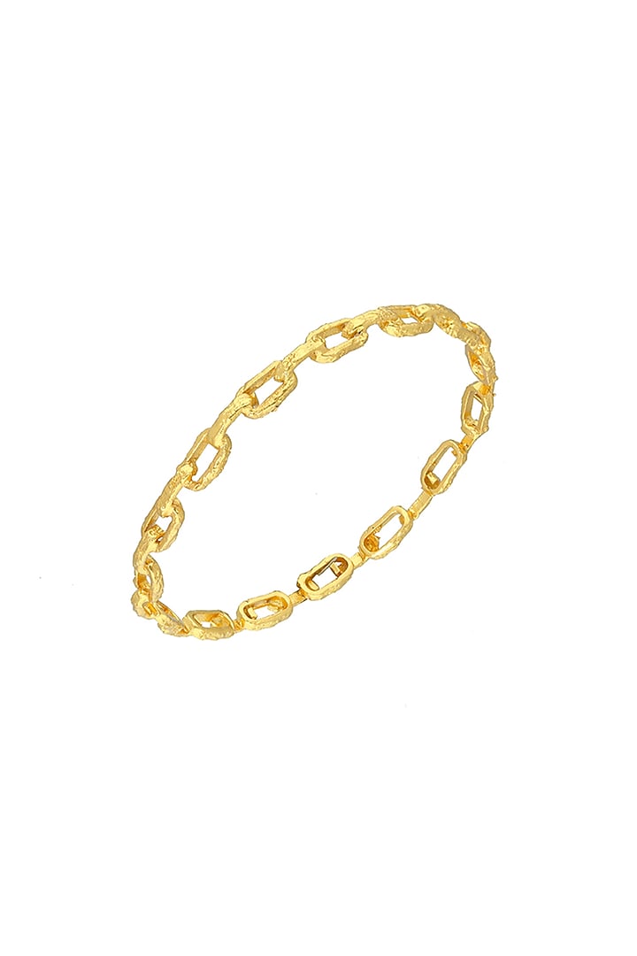 Gold Finish Textured Bangles (Set of 2) by Flowerchild By Shaheen Abbas at Pernia's Pop Up Shop