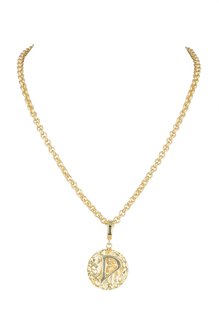 Gold Finish Chain Medallion Necklace by Flowerchild By Shaheen Abbas