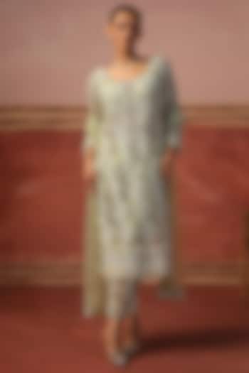 Mint Green Net Sequin Embellished Jacket Set by SABE at Pernia's Pop Up Shop