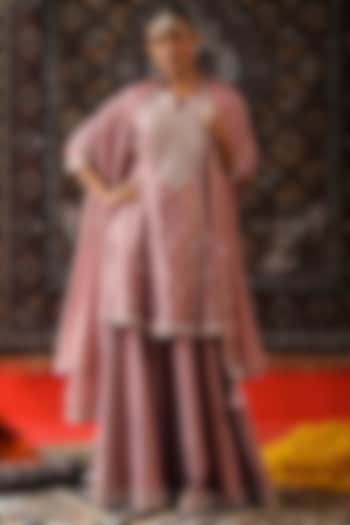 Rose Pink Silk Wedding Sharara Set by SABE at Pernia's Pop Up Shop