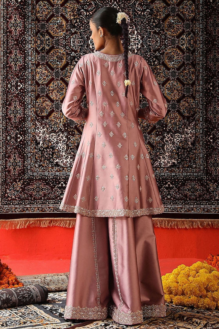 Rose Pink Silk Wedding Sharara Set by SABE at Pernia's Pop Up Shop