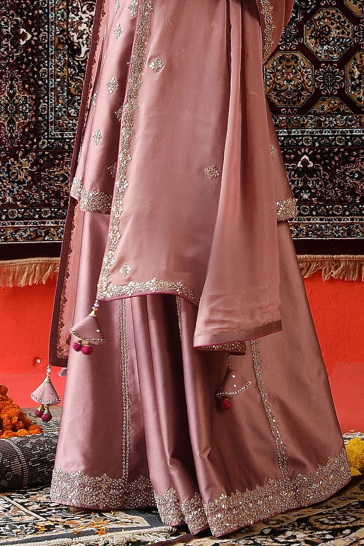 Rose Pink Silk Wedding Sharara Set by SABE at Pernia's Pop Up Shop