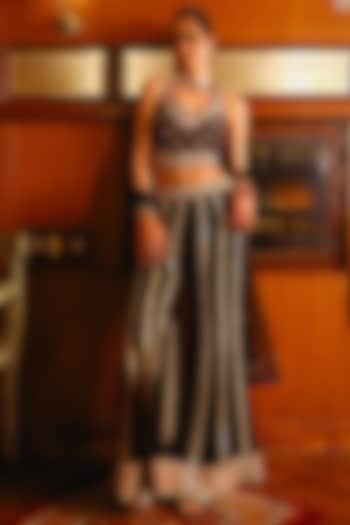 Black Georgette Wedding Sharara Set by SABE at Pernia's Pop Up Shop