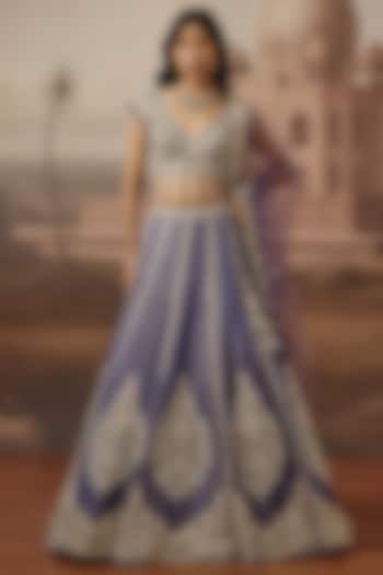 Mauve Tissue Sequins & Pearl Embroidred Wedding Lehenga Set by SABE at Pernia's Pop Up Shop