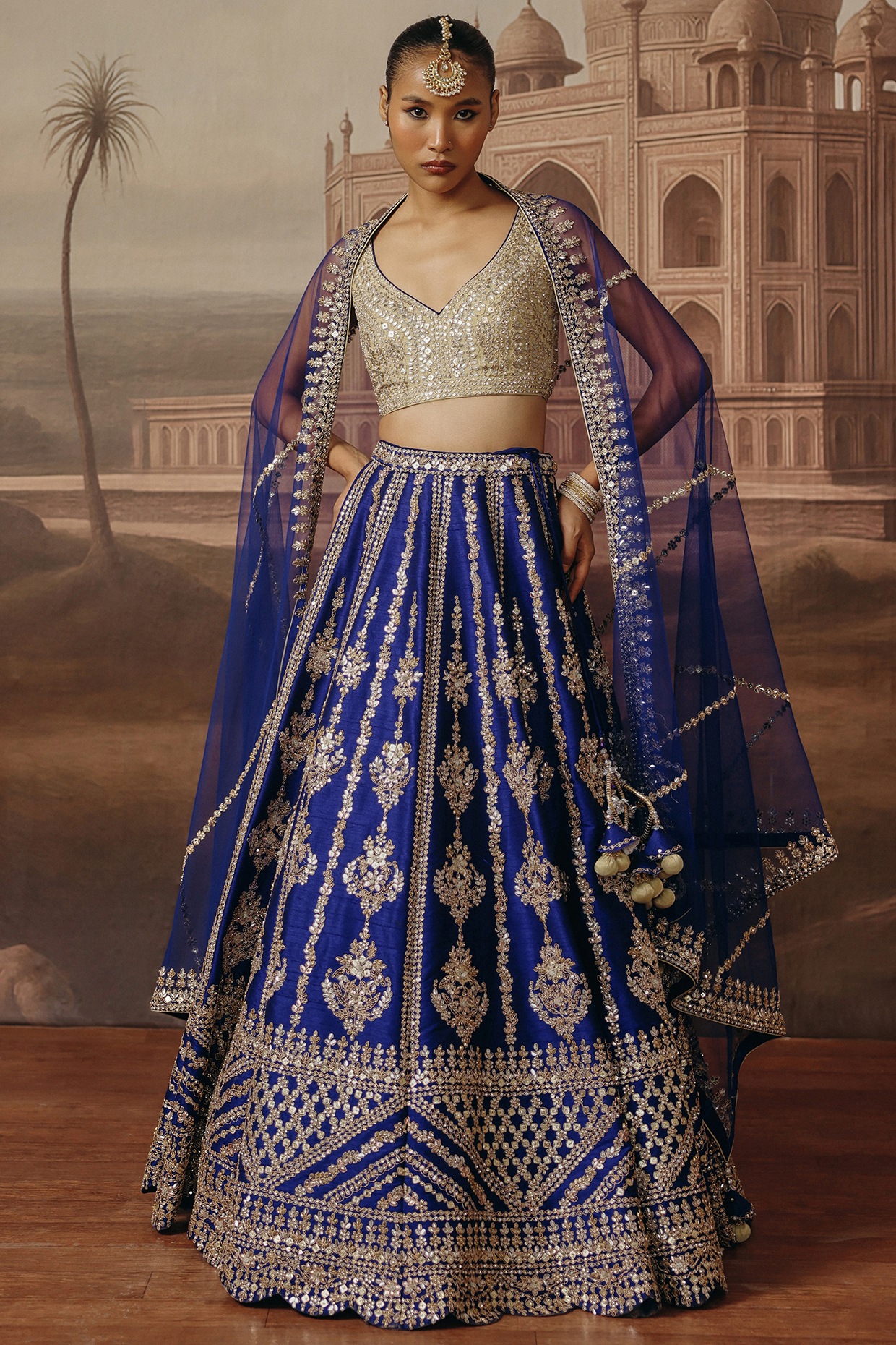 SABE Blue Silk Sequins & Zari Embroidered Lehenga Set
