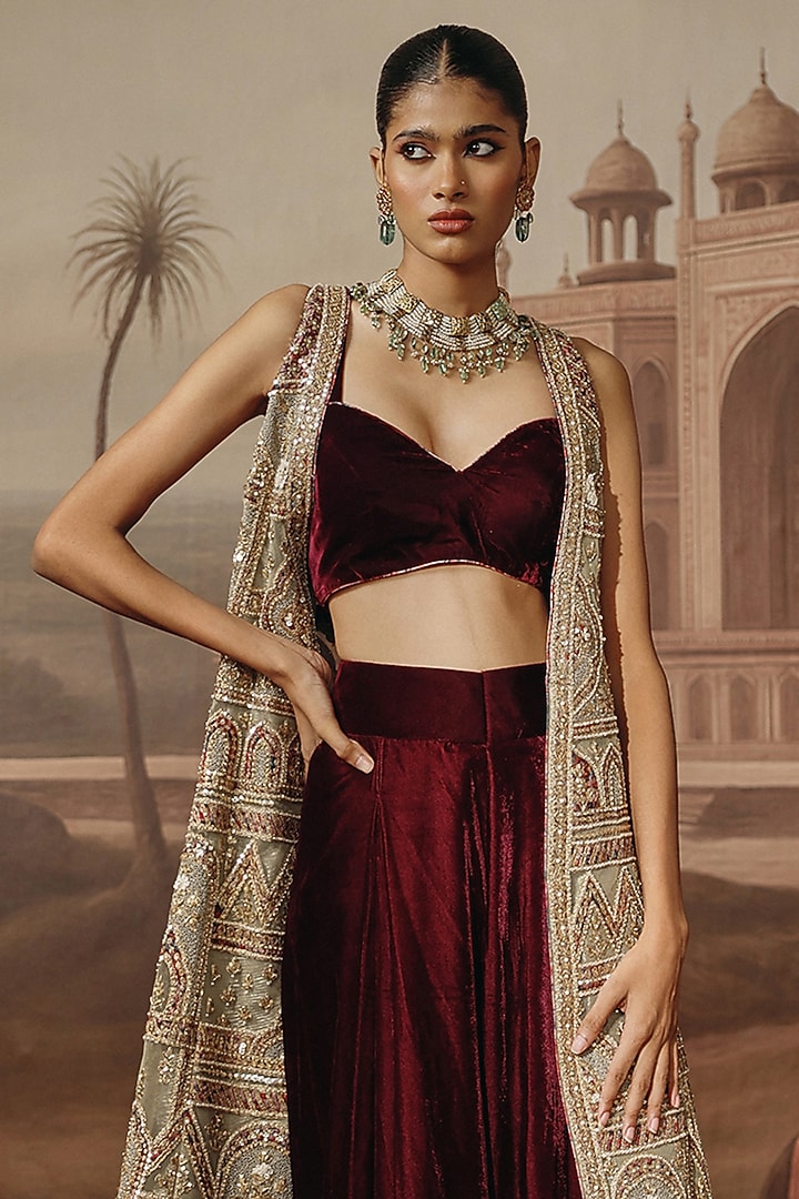 Pista Green Net Dabka Embroidered Jacket Set by SABE at Pernia's Pop Up Shop