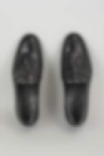 Black Topgrain Leather Loafer Shoes by SALIL BHATIA at Pernia's Pop Up Shop