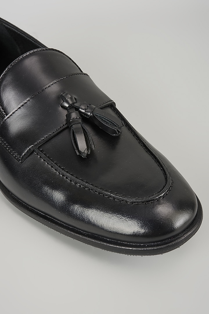Black Topgrain Leather Loafer Shoes by SALIL BHATIA at Pernia's Pop Up Shop