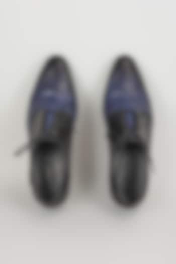Black & Navy Leather Hand Patina Cap-Toe Shoes by SALIL BHATIA at Pernia's Pop Up Shop