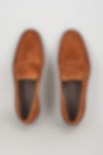Tan Suede & Leather Penny Loafers by SALIL BHATIA at Pernia's Pop Up Shop