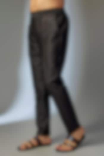 Black Silk Chanderi Pants by SALIL BHATIA at Pernia's Pop Up Shop