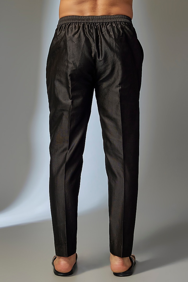 Black Silk Chanderi Pants by SALIL BHATIA at Pernia's Pop Up Shop