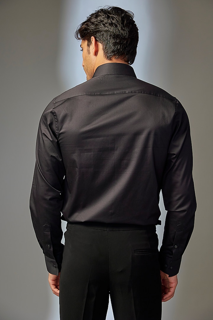 Black Giza Cotton Wedding Shirt by SALIL BHATIA at Pernia's Pop Up Shop