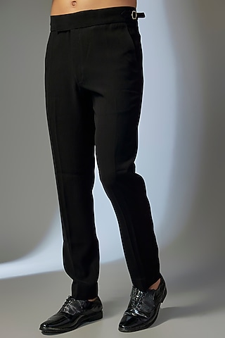 Black Japanese Fabric Trousers by SALIL BHATIA