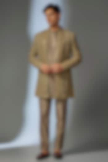 Beige Georgette Sequin Embellished Wedding Indowestern Set by SALIL BHATIA at Pernia's Pop Up Shop