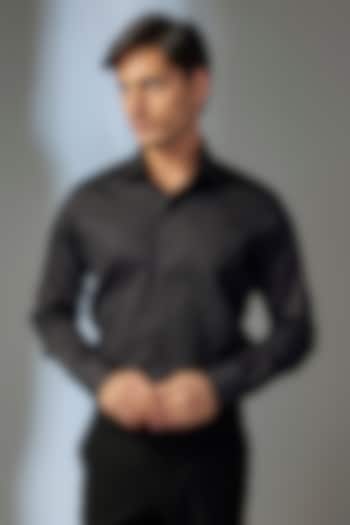 Black Giza Cotton Wedding Shirt by SALIL BHATIA at Pernia's Pop Up Shop