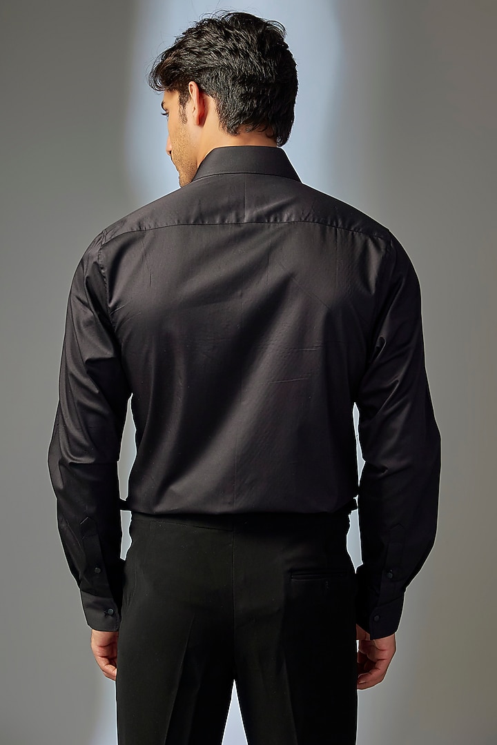 Black Giza Cotton Wedding Shirt by SALIL BHATIA at Pernia's Pop Up Shop