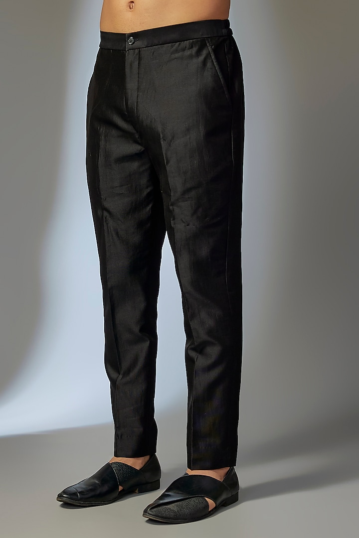 Black Silk Chanderi Zari Embellished Wedding Indowestern Set by SALIL BHATIA at Pernia's Pop Up Shop