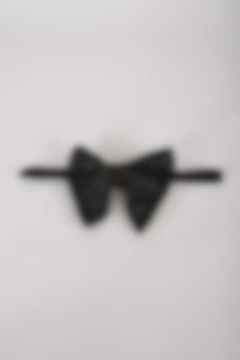 Black Satin Hand Embellished Bowtie by SALIL BHATIA at Pernia's Pop Up Shop