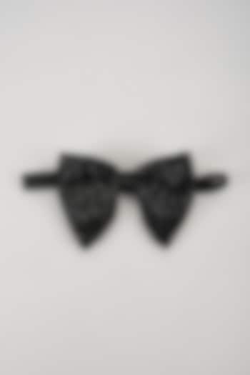 Black Satin Hand Embellished Bowtie by SALIL BHATIA at Pernia's Pop Up Shop