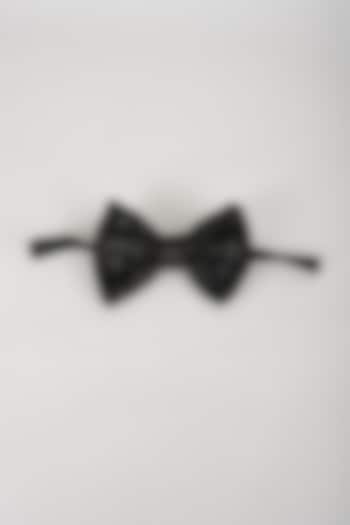 Black Satin Hand Embellished Bowtie by SALIL BHATIA at Pernia's Pop Up Shop