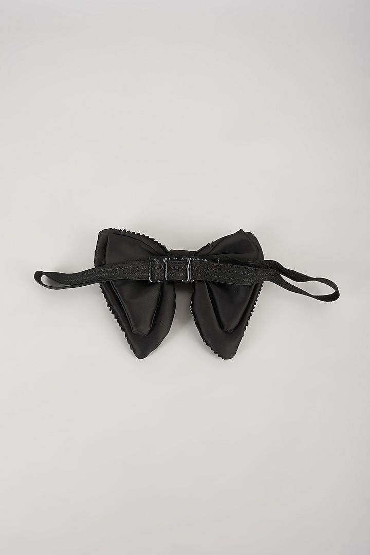 Black Satin Hand Embellished Bowtie by SALIL BHATIA at Pernia's Pop Up Shop