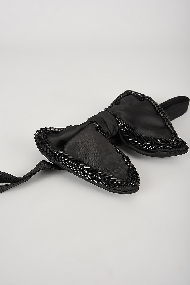 Black Satin Hand Embellished Bowtie by SALIL BHATIA at Pernia's Pop Up Shop