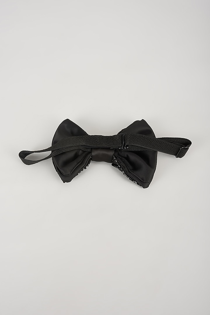 Black Satin Hand Embellished Bowtie by SALIL BHATIA at Pernia's Pop Up Shop