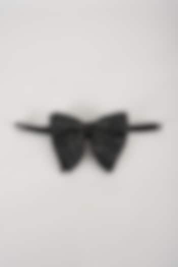 Black Satin Hand Embellished Bowtie by SALIL BHATIA at Pernia's Pop Up Shop