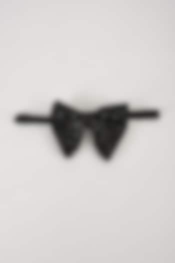 Black Satin Hand Embellished Bowtie by SALIL BHATIA at Pernia's Pop Up Shop