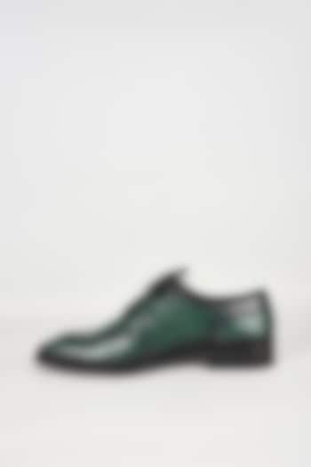 Forest Green Embossed Leather Derby Shoes by SALIL BHATIA at Pernia's Pop Up Shop