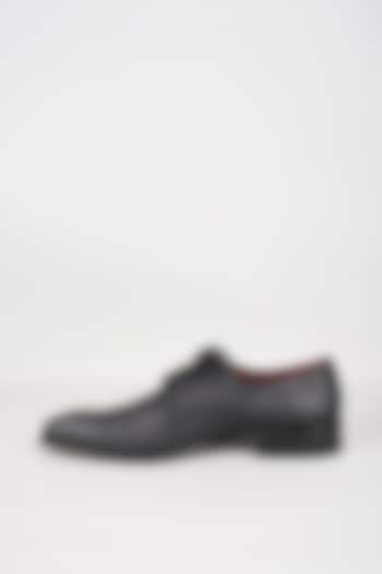 Black & Grey Embossed Leather Derby Shoes by SALIL BHATIA at Pernia's Pop Up Shop