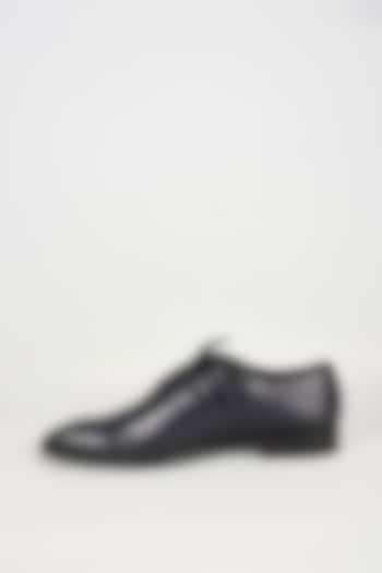 Midnight Blue Embossed Leather Oxford Shoes by SALIL BHATIA at Pernia's Pop Up Shop