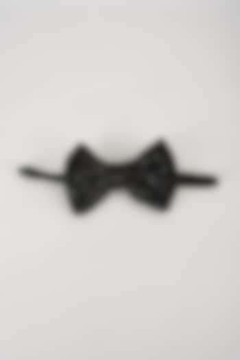 Black Satin Hand Embellished Bowtie by SALIL BHATIA at Pernia's Pop Up Shop