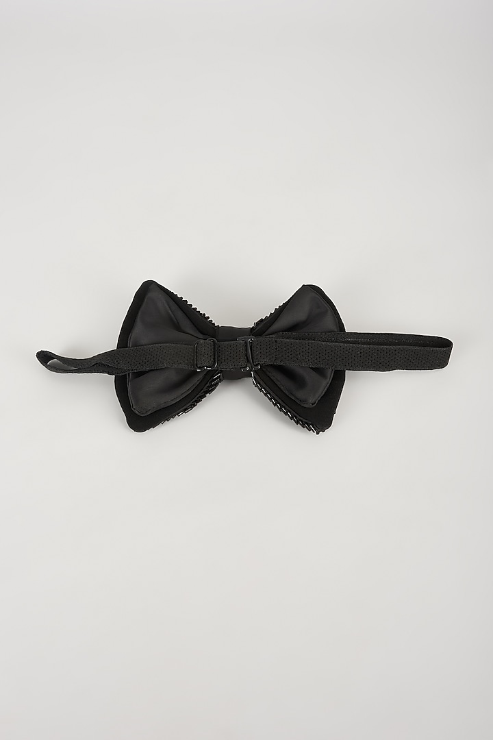 Black Satin Hand Embellished Bowtie by SALIL BHATIA at Pernia's Pop Up Shop