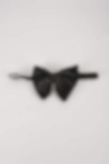 Black Satin Hand Embellished Bowtie by SALIL BHATIA at Pernia's Pop Up Shop