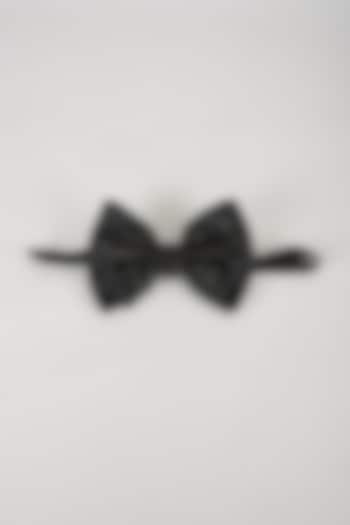 Black Satin Hand Embellished Bowtie by SALIL BHATIA at Pernia's Pop Up Shop