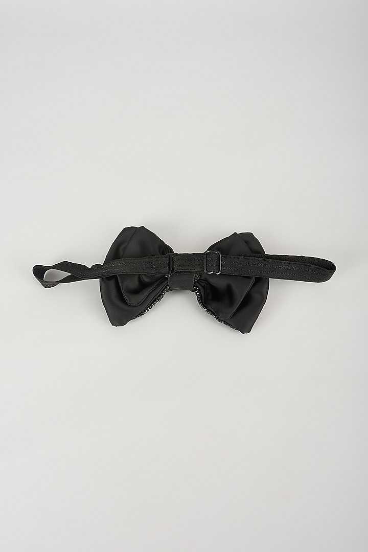 Black Satin Hand Embellished Bowtie by SALIL BHATIA at Pernia's Pop Up Shop