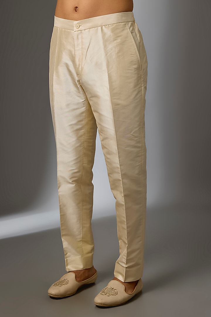 Beige Silk Thread Embroidered Kurta Set by SALIL BHATIA at Pernia's Pop Up Shop