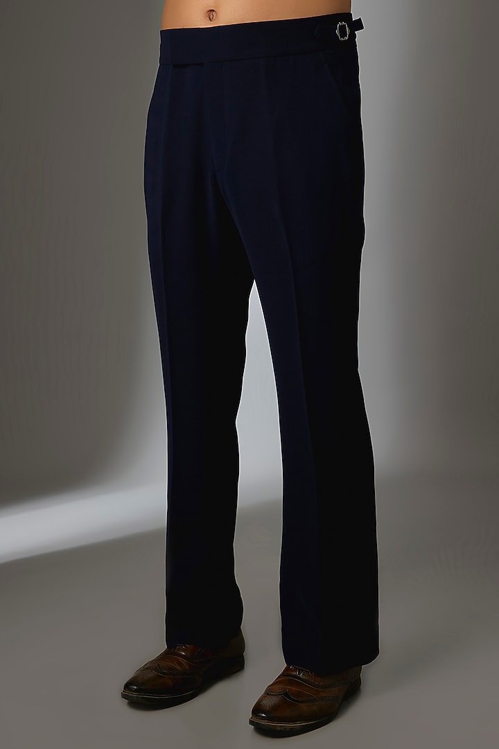 Blue Japanese Fabric Trousers by SALIL BHATIA at Pernia's Pop Up Shop