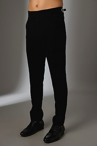 Black Japanese Fabric Trousers by SALIL BHATIA
