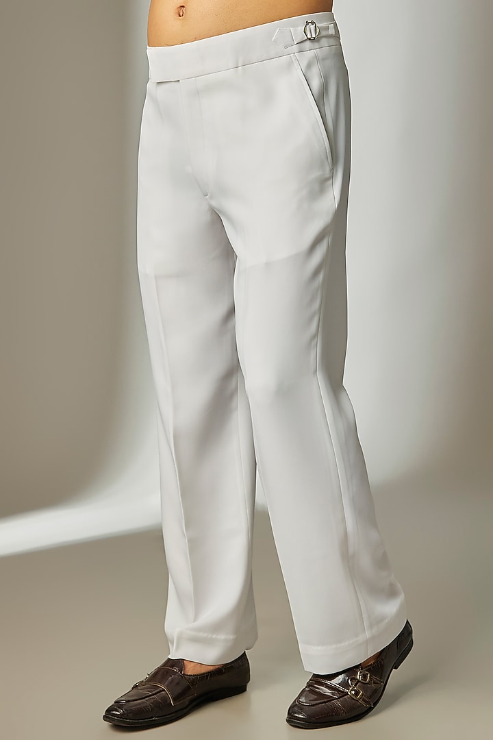 Ivory Japanese Fabric Trousers by SALIL BHATIA at Pernia's Pop Up Shop